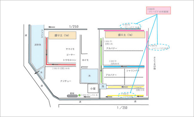 補植した場所の地図